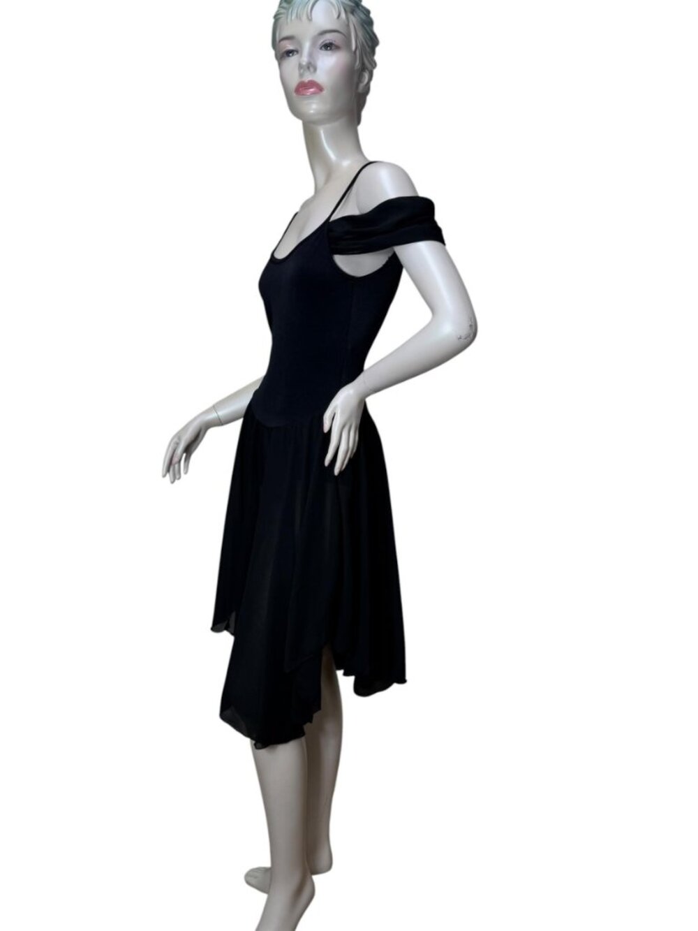 1980s Capezio black off shoulder dance dress with leotard Size M - Picture 3 of 7